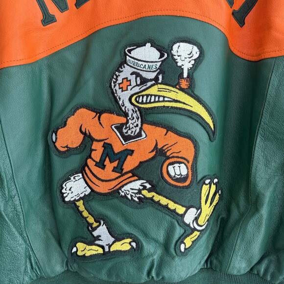 Vintage Miami Hurricanes Leather Jacket Mens Large Varsity Football Retro Logo - Picture 7 of 15